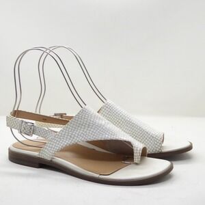 Vionic Ella White Snake Print Leather Toe Post Thong Buckle Sandals Size 8M